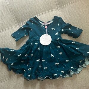 SweetHoney Teal Dress with Playful Print